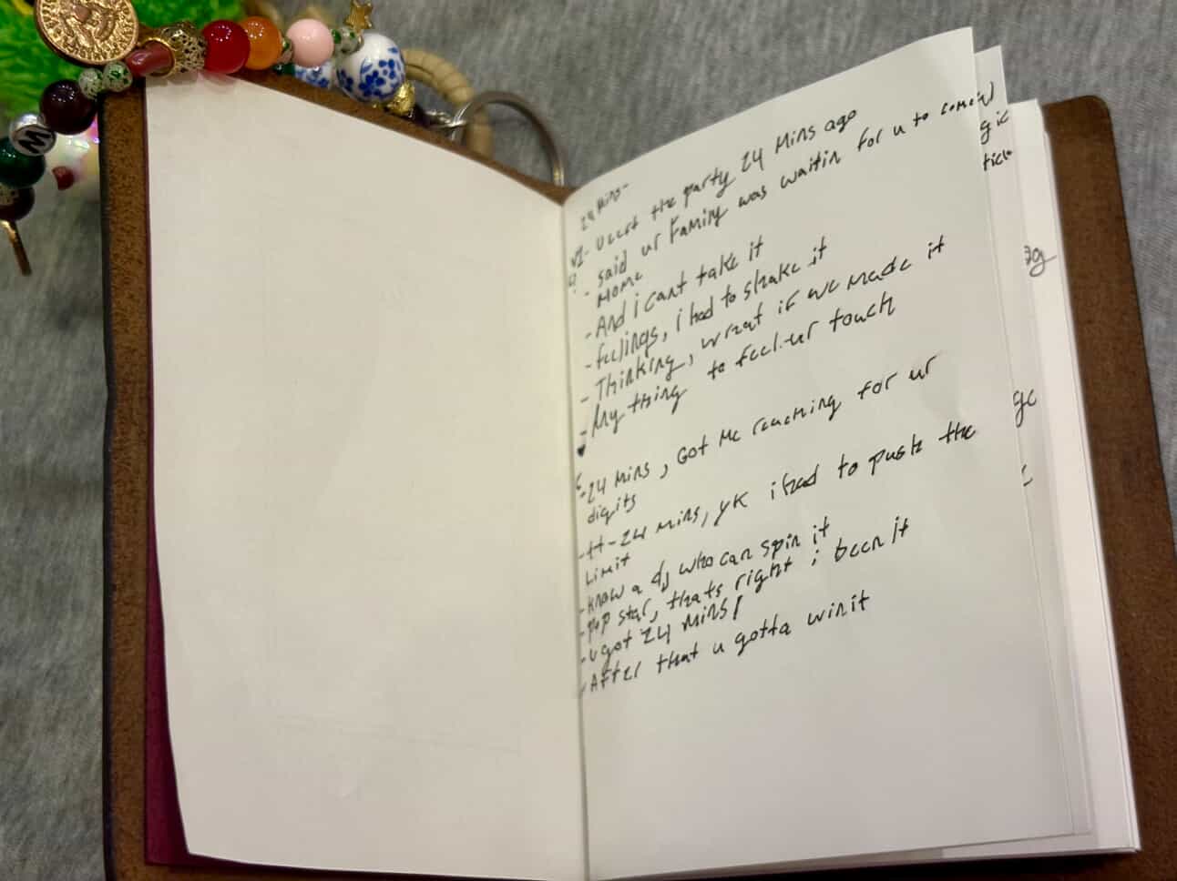 Valentimes notebook where they first got the idea for 24 minutes