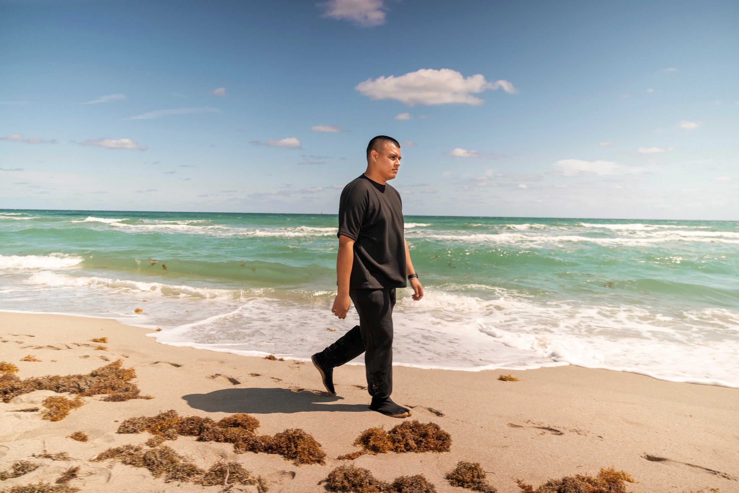 Forever Vision Samples V3 Photo - Photo 6 - Cesar Lazarus Walking on the Beach With Samples (March 2025)
